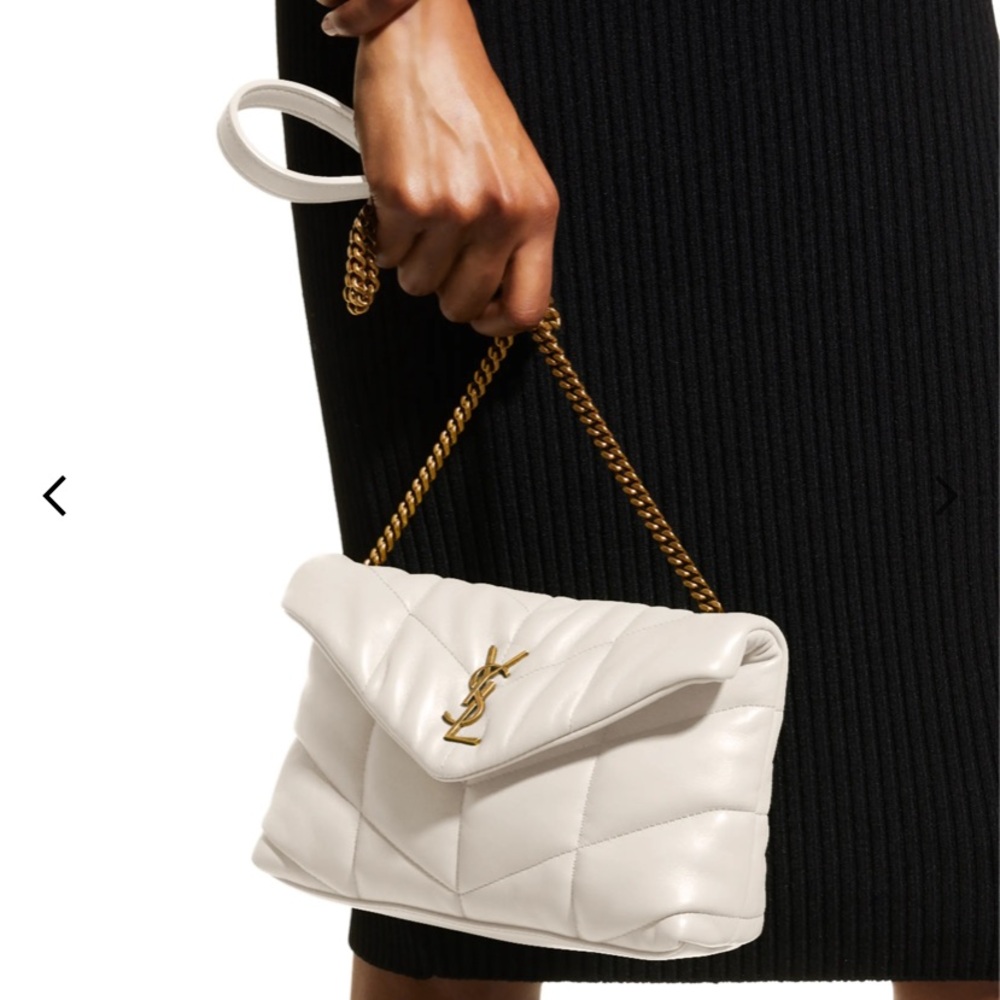Saint Laurent Cream Quilted Loulou Toy Puffer Crossbody with Gold Hardware - Picture 2 of 15